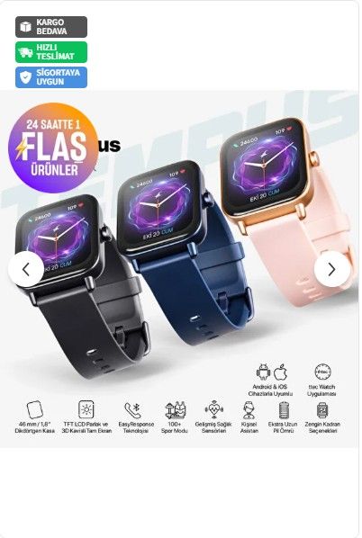 Tempus 46mm Tft Ekranli Dikdortgen Kasa Akilli Saat P - %60 İndirim
