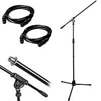 Monoprice Microphone Stand w/ Boom + 2x 10' XLR Cables