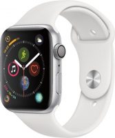 Apple - Apple Watch Series 4 (GPS) 44mm Silver Aluminum Case with White Sport Band - $299