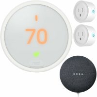 Google Nest Learning Thermostat E + Nest Mini (Gen 2)+ 2-Pk Deco Smart Plug