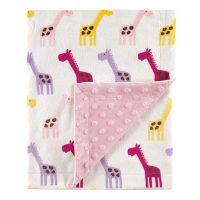 Hudson Baby 30" x 40" Unisex Baby Plush Mink Blanket (Pink Giraffe)