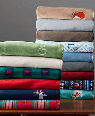 Lands' End Plush Fleece Throw Blanket (50”W x 70”L
