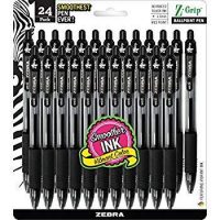 24-Count Zebra Z-Grip Retractable Ballpoint Pen (Medium; Black)