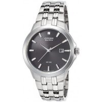 Men's Citizen Eco-Drive Black Dial Stainless Steel Watch