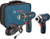 Bosch 12V Cordless Drill/Driver & Impact Driver Kit w/ 2 Batteries & Charger