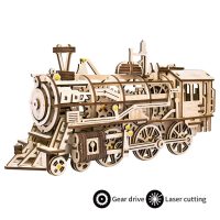 Robotime 3D Assembly Wooden Puzzle Laser-Cut Locomotive Kit