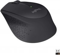 Logitech M330 Silent Plus Ergonomic Wireless Mouse (Black or Grey)