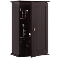 Wall Mount Cabinet Storage Organizer with Height Adjustable Shelves (Espresso)