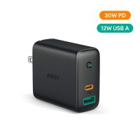 Aukey Dual Port USB C / USB A Wall Charger w/ 30W Power Delivery
