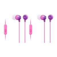 2-Pack Sony MDR-EX15AP Fashion Color EX Series Earphones with Mic (Purple)