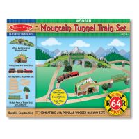 64-Piece Melissa & Doug Mountain Tunnel Wooden Train Set