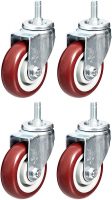 4-Pack AmazonCommercial 4" PVC Swivel Casters (Red): Stem