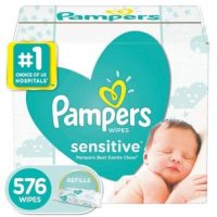 576-Count Pampers Sensitive Water Based Baby Wipes (Unscented)