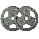 Signature Fitness 2″ Cast Iron Weight Plates: 4x 2.5-lb $10, 2x 45-lb