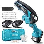 6″ Seesii Mini Cordless Electric Hand Chainsaw w/ 2x 21V Batteries