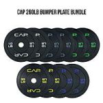 260-lb CAP Olympic Bumper Weight Plates Set w/ Steel Hub (Color Coded)