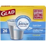 156-Count 4-Gallon Glad OdorShield Small Trash Bags w/ Febreze