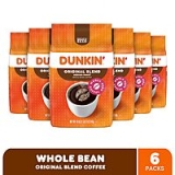6-Pack 18-Oz Dunkin’ Medium Roast Whole Bean Coffee (Original Blend)