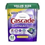 Prime Members: 62-Count Cascade Platinum Plus Dishwasher Pods (Lemon Scent)