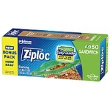 50-Ct Ziploc Sandwich Bags w/ EasyGuide Texture
