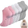 3-Pair Horuru Women’s Yoga Pilates Non-Slip Grip Socks (White, Grey & Pink)