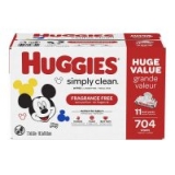 704-Count Huggies Simply Clean Fragrance-free Baby Wipes