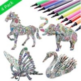 3D Coloring Puzzle Set,4 Animals Puzzles with 12 Pen Markers $6.99