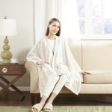 50"x60" Angel Wrap Plush Throw Blanket w/ Pockets (Cream)