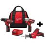 Milwaukee M12 12V Li-ion Drill/Impact Driver Combo Kit + M12 Hackzall Recip Saw