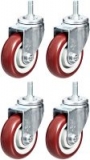4-Pack AmazonCommercial 4″ PVC Swivel Casters (Red): Stem