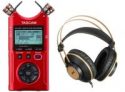 Tascam DR-40X Four-Track Digital Audio Recorder + AKG K92 Studio Headphones