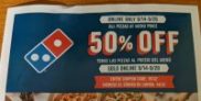 Domino’s Pizza – 50% off Pizzas at Menu Price – 9/14 – 9/20