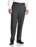 Haggar Men’s Eclo Stria Expandable-Waist Plain-Front Dress Pant (Med Grey)