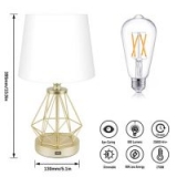 CO-Z Modern Table Lamp w/ Metal Base & USB Charge Port + Touch On/Dim Control