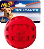 Nerf Checker Ball Squeaker Dog Toy (Red 4″)