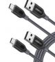 2-Pk Anker PowerLine+ 6′ USB-C to USB-A 2.0 Cables (Gray or Red)