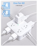 HANYCONY 8-Outlet Surge Protector Power Strip w/ 4 USB Ports, 5′ Braided Cord, & Flat Plug
