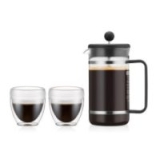 Bodum: 1L 8-Cup French Press Coffee Maker + 2-Count 8oz. Pavina Outdoor Glasses