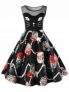 Christmas Plus Size Kitten Print Swing Dress-36% off