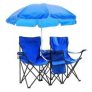civilys Double Folding Beach Chair with Removable Umbrella Table Cooler