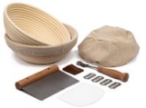 Kook Sourdough Bread Proofing Set: 2 Rattan Banneton Baskets w/ Covers & More