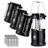 Etekcity 4 Pack Portable LED Camping Lantern Flashlight with 12 AA Batteries $19.49