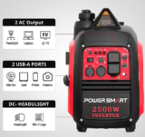PowerSmart 2500W Portable Inverter Gas Generator,Super Quiet,Low Oil Shutdown,Ultra Lightweight for Camping