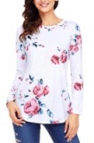 GOSOPIN Women Casual Floral Blouses Print Tee Shirt Long Sleeve Tunic Tops-$8.99