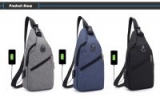 HUWAIJIANFENG 0112 USB Port Design Chest Bag – Dark Gray-56% OFF