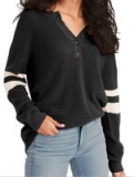 BLUETIME Women’s Raglan Long Sleeve Button Down Knit Pullover
