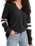 BLUETIME Women’s Raglan Long Sleeve Button Down Knit Pullover