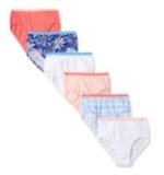 Hanes Girls’ 100% Cotton Tagless Brief Panties, Multipack