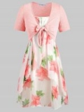 Plus Size Knot Top and Floral Cami Dress – $26.99