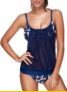 Underwire Floral Print Tankini Set Bowknot Striped Halter Tankini and Boyshort Three Piece Aztec Print